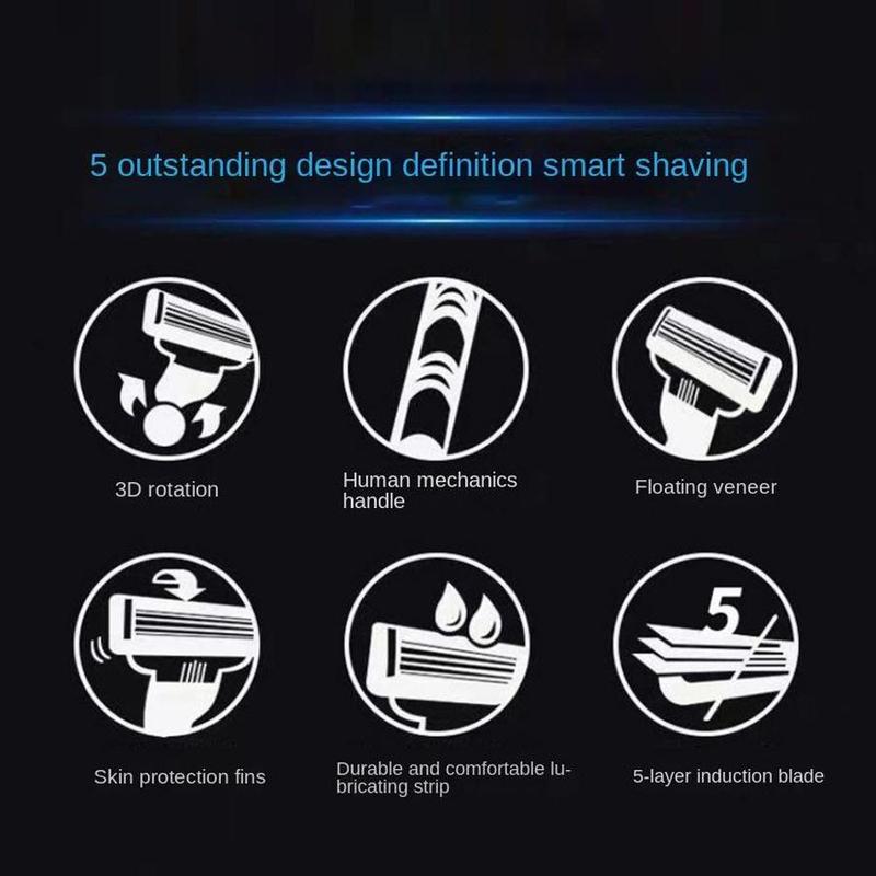 Men's Manual Razor Kit, 13pcs set 5 Layer Blade Razor Holder & Blades, Shaving Razor For Men, Safety Razor For Men Shaving, Christmas Gift