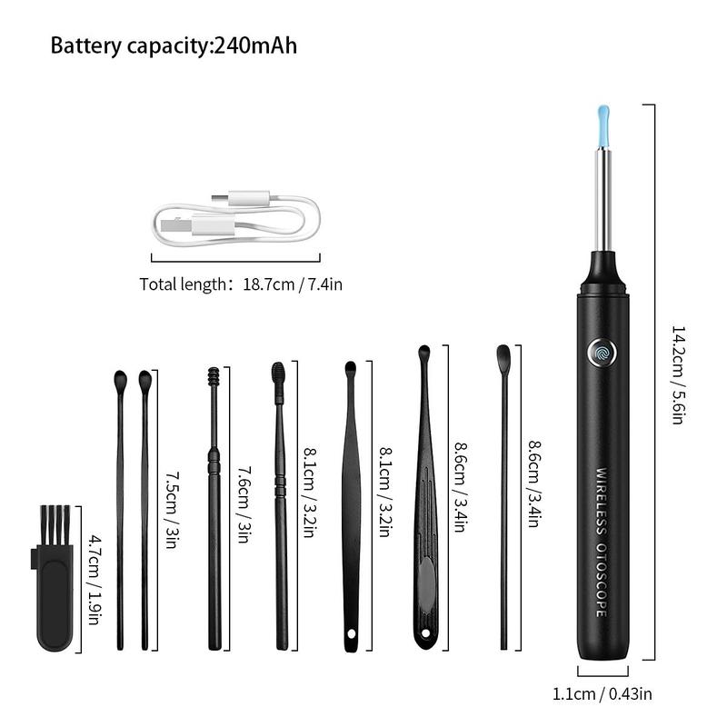 Ear Wax Removal Kit, 1 Box Ear Cleaner with Camera & Light, Ear Wax Removal Tool Camera Suitable for Cell Phones and Tablets, Christmas Gift