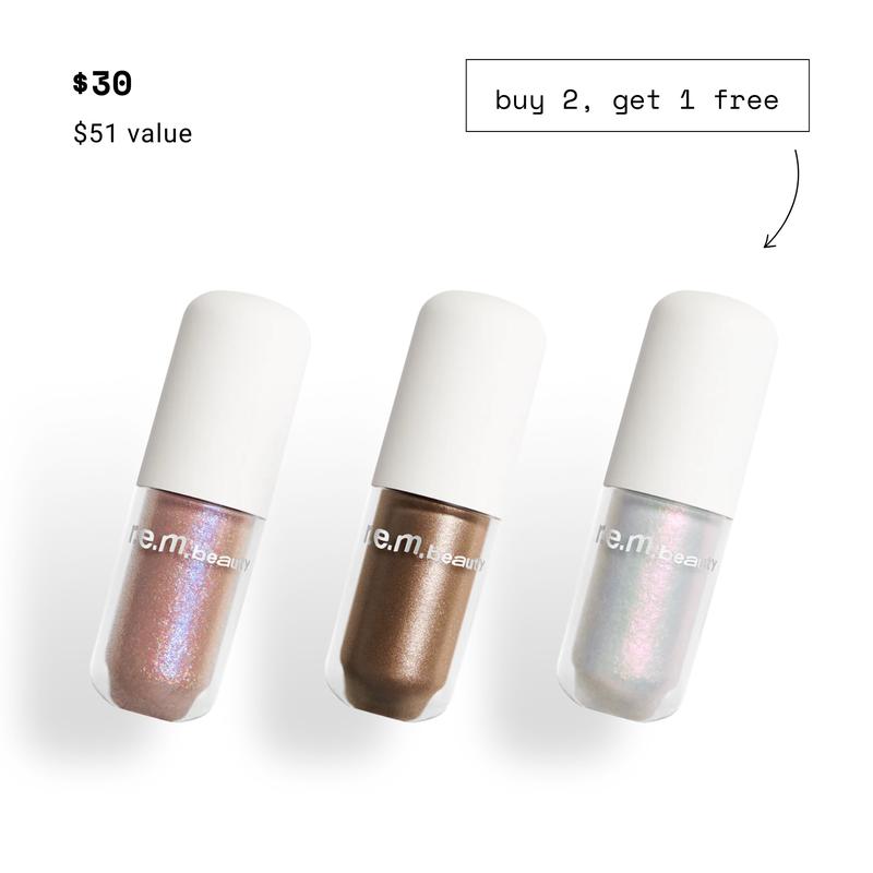 r.e.m. beauty  lustrous liquid eyeshadow trio - cosmetic makeup eyeshadow