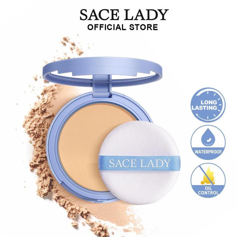 SACE LADY Oil Control Face Powder Waterproof Setting Powder Matte Face Makeup With Puff