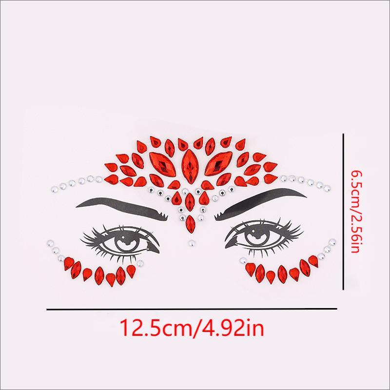 Rhinestone Face Stickers, 6 Counts set Self Adhesive Face Decals, Face Decoration Stickers, Makeup Accessories for Women & Girls