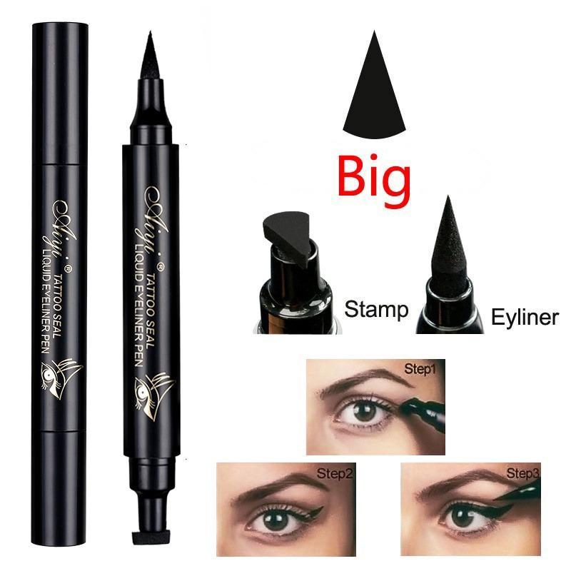 2 in 1 Double-ended Eyeliner, Waterproof Long Lasting Stamp Eyeliner Pencil, Quick Drying Eyeliner with Flexible Tip & Comfortable Grip, Makeup Accessories