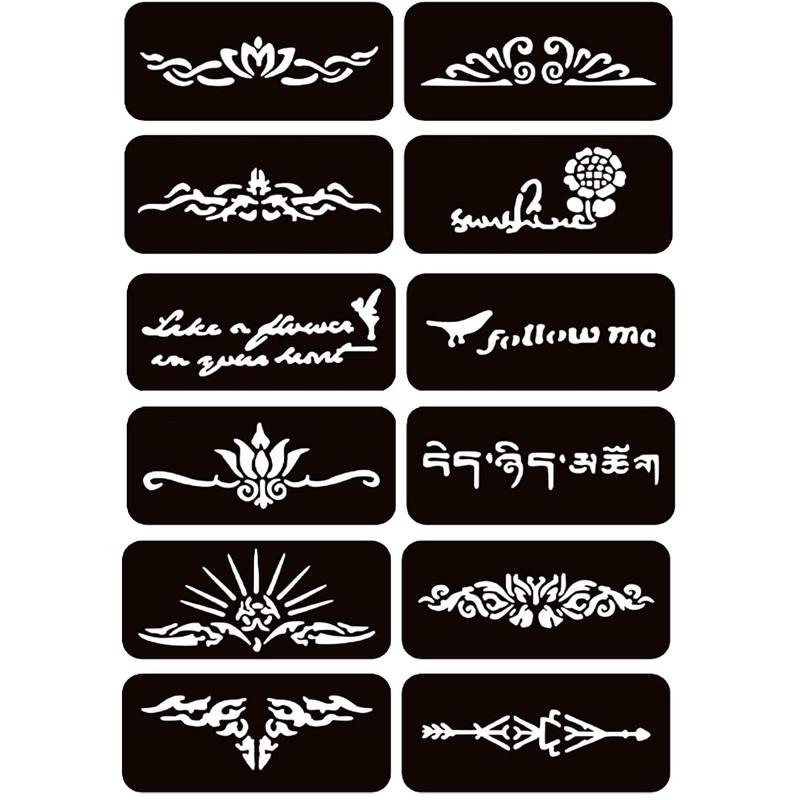 Temporary Tattoo Kits 5 Inks 102 Stencils, Henna Tattoo Kit with Mandala Stencils Semi Permanent Tattoo Markers Makeup Cosmetic