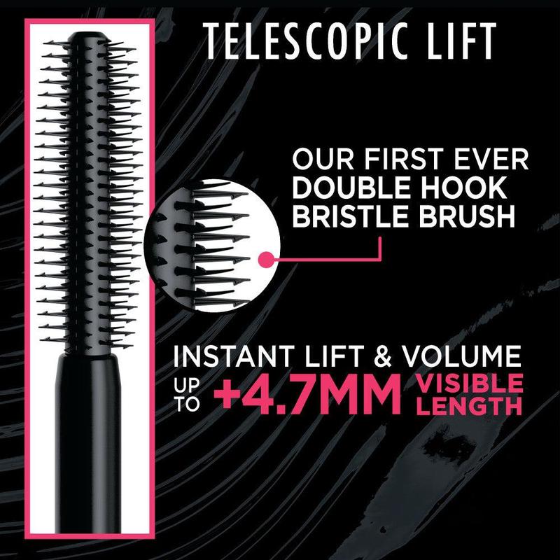 L'Oreal Paris Telescopic Lift Waterproof Makeup Mascara, 36HR Wear, Black, 0.33 fl oz