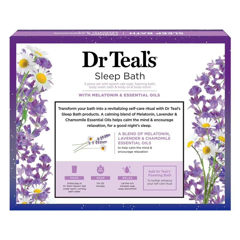 Dr Teal's Sleep Bath Gift Set, Melatonin & Essential Oil Blend, 4 Piece