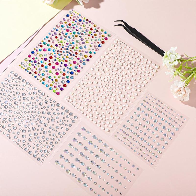 Face Gems Stick On, 2089 Pcs Halloween Face Jewels for Makeup Festival Concert Face Stickers Self Adhesive Rhinestone Stickers for Face Hair Eye Nail Crafts