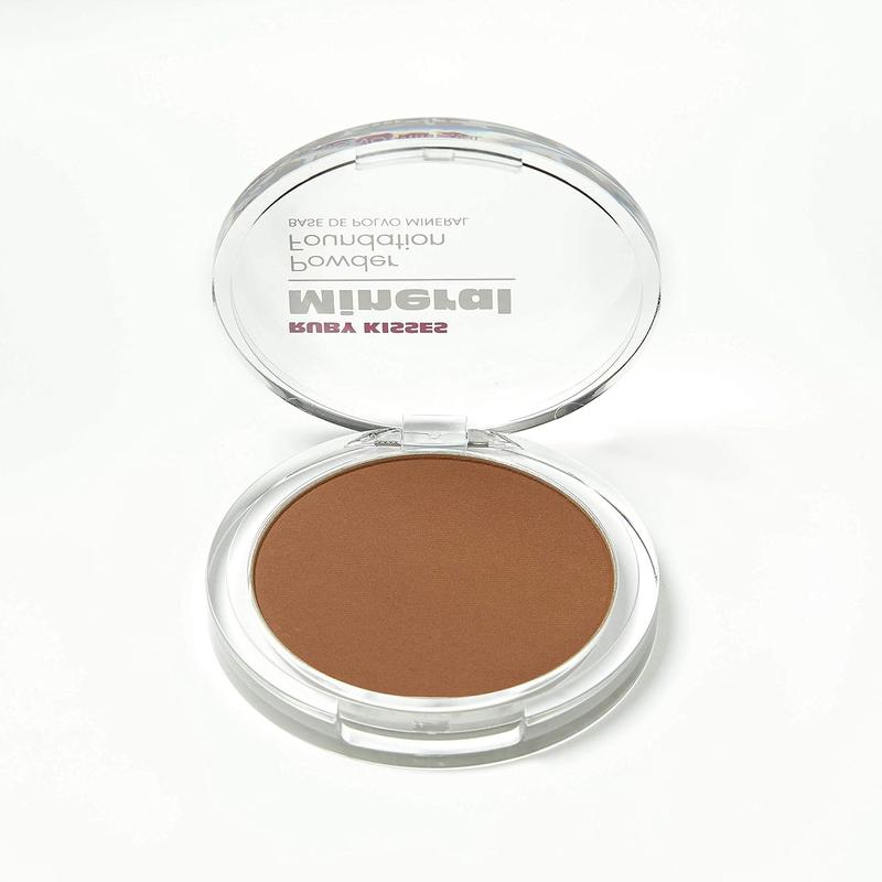 Ruby Kisses Mineral Pressed Powder Foundation, Medium to Full Coverage Natural Finish 0.35 Ounce  Makeup