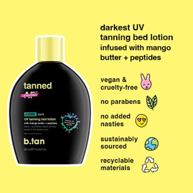 b.tan UV Tanning Bed Lotion | Darkest Tanning Lotion - Indoor Outdoor Tan Bronzer Accelerator, Browning Lotion, 12 Fl Oz