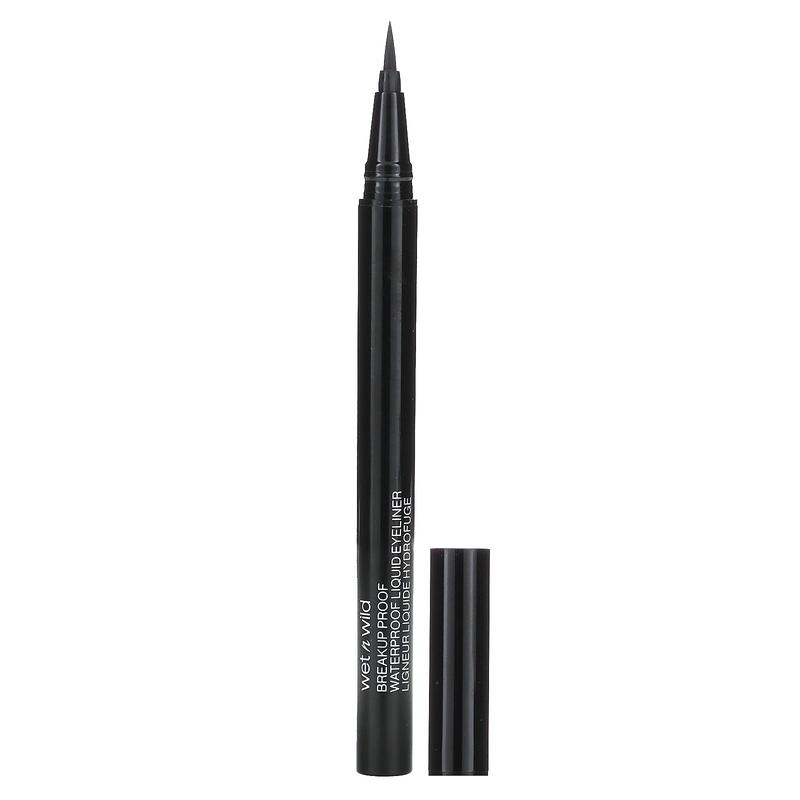 wet n wild Breakup Proof, Waterproof Liquid Eyeliner, 1111509 Ultra Black, 0.03 fl oz (0.9 ml)