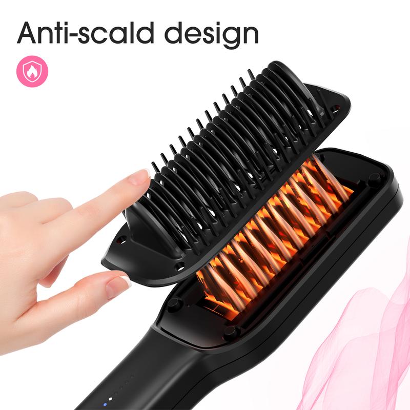 Umitec Hair Straightener Comb for Frizz-Free Hair with 5 Temp Settings & Dual Voltage Negative ion Salon Hair Brush Comfort