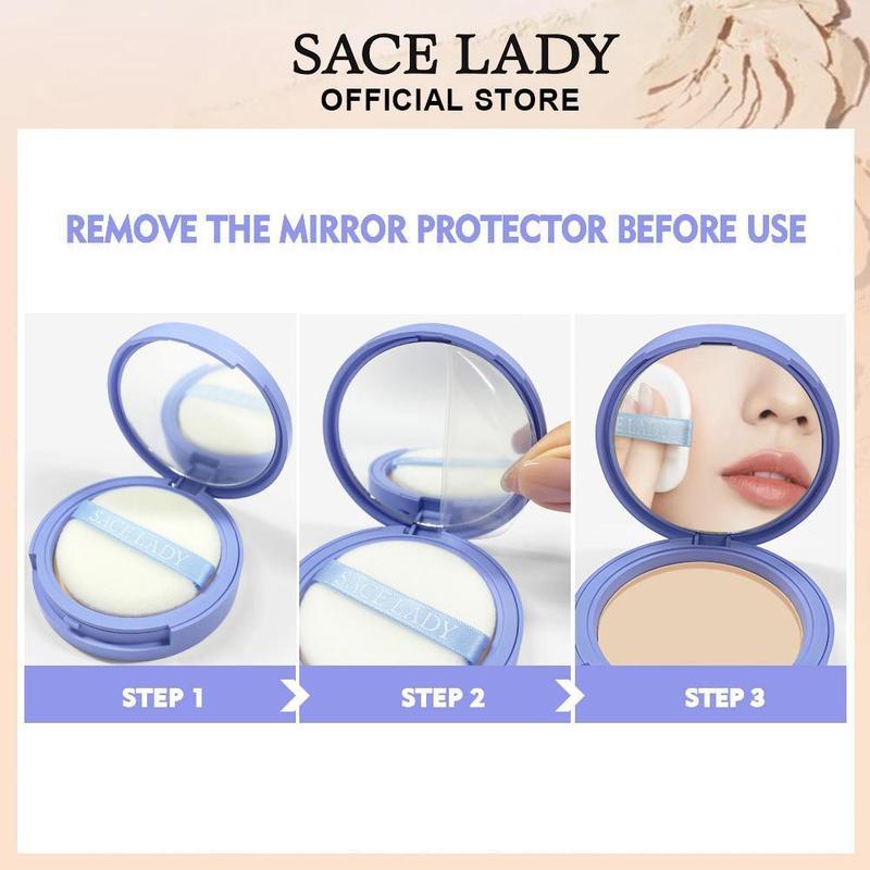 SACE LADY Oil Control Face Powder Waterproof Setting Powder Matte Face Makeup With Puff