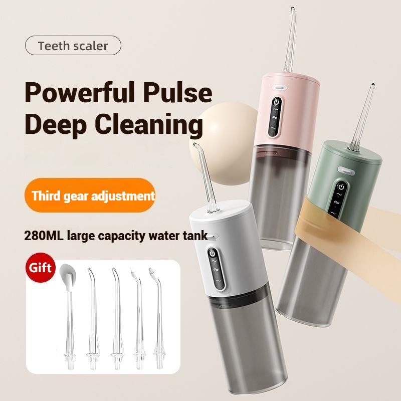 Dental Water Flosser for Teeth Cleaning with 5 Multifunctional Tips&280ml Capacity, Professional  Oral Irrigator