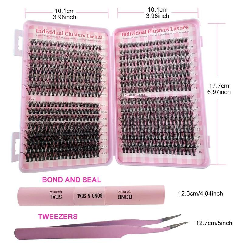 Individual False Eyelashes Kit, 640pcs Mixed Length & Styles Natural Look Eyelash Extensions with Tools, Self Grafting Curl Eyelashes, Eye Makeup Tool, Christmas Gift