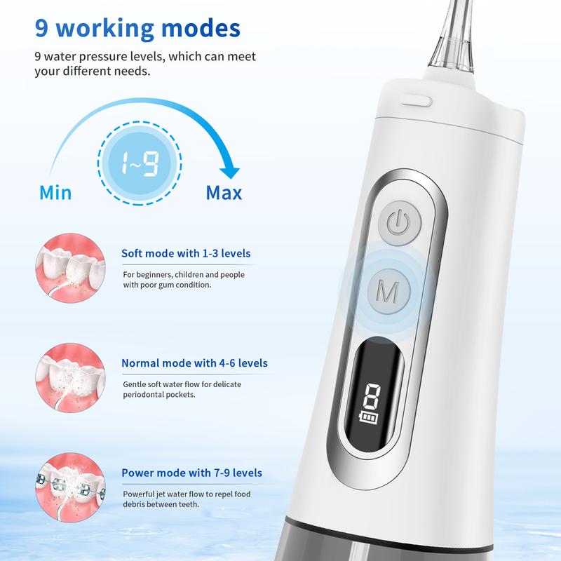 Water Flosser,Oral Irrigator,  9 Cleaning Modes, Deep Clean Your Teeth, Detachable 300ml Water Tank Kit Cordless  Cleansing Toothbrush