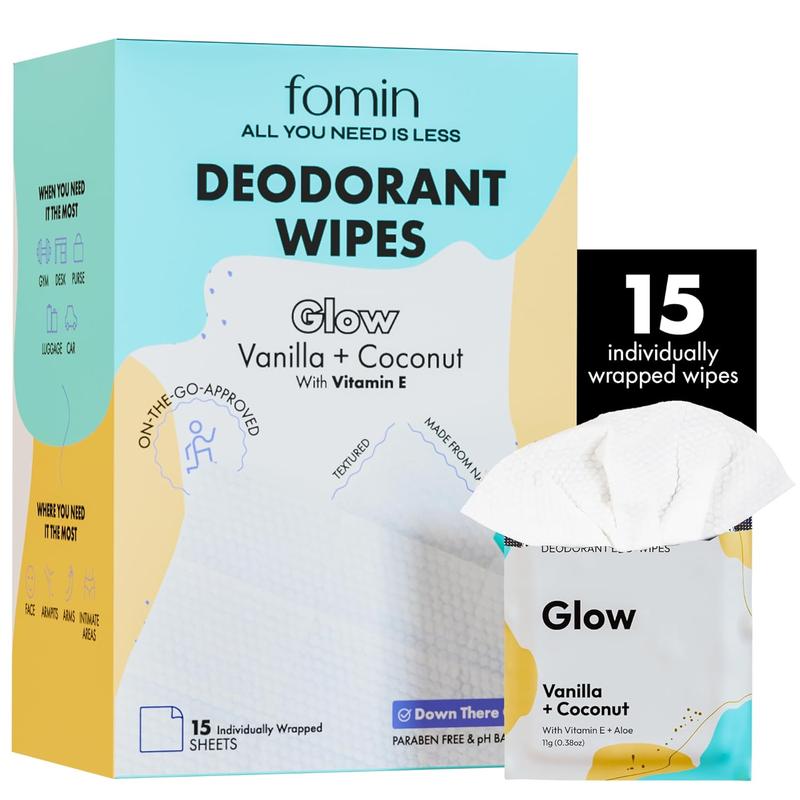 Deodorant Wipes - Coconut Vanilla - Eco-Friendly Mini Deodorant Wipe for Women, Travel Size Individually Wrapped Wipes, Anti Sweat & Armpit Deodorant Wipes for Sensitive Skin Body Care deodorant  wipes deodorant