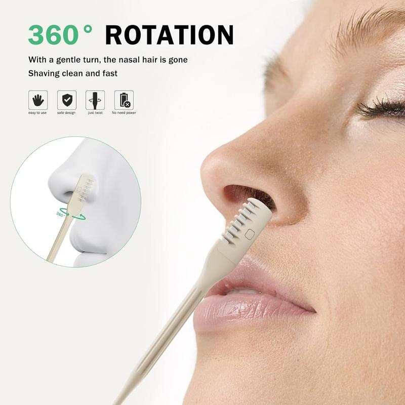 Manual Nose Trimmer (Pack of 3) - Rotating Nasal Razor Cutter with Ear Picker Women and Men - Portable Nostril Remover Tools