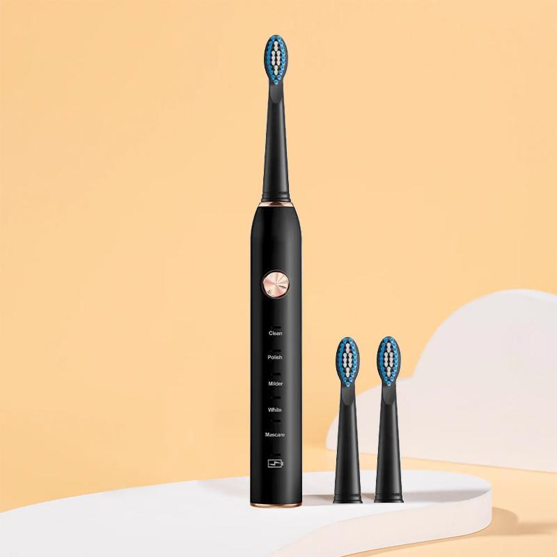 Electric Toothbrush with Replacement Brush Head, 1 Count USB Charging Soft Bristles Toothbrushes with 3 Counts Brush Head Set