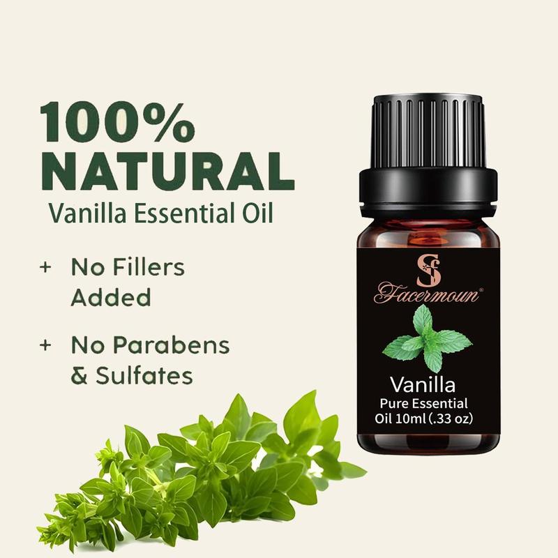 10ml Vanilla Essential Oil, Pure Essential Oil for Diffuser, Aromatherapy Oil for Massage, Skin Care, Home Fragrance, Body Care Product