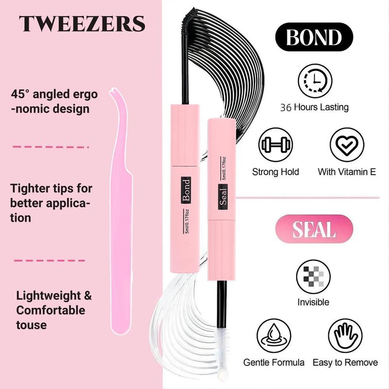 Back To School Natural Look Eyelash Extensions, 260pcs box Self Grafting Mixed Length Fluffy Individual Lashes with Lash Bond & Seal & Lash Tweezers, Eye Makeup Product for Women & Girls Lashes Extension Kit, Fall Gift, Makeup Set, Christmas Gift