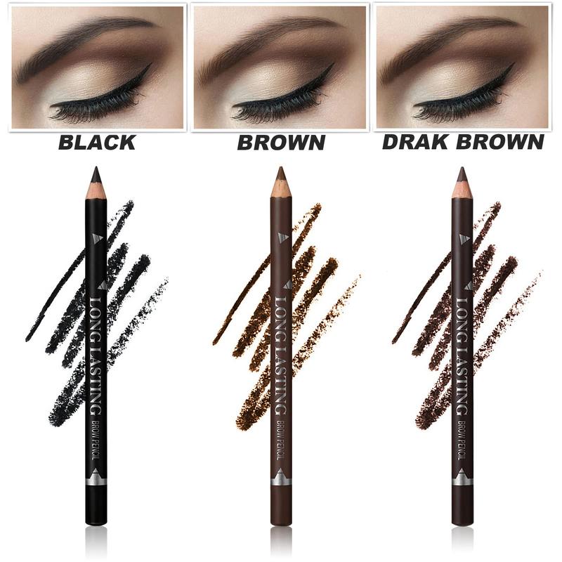 12 Pcs Dark Brown Eyebrow Pencil Eyeliner Makeup，Soft Textured，Easy to Color，Waterproof，Long Lasting Eyebrow Tint Pen for Fills in Sparse Areas and Gaps Create a Natural Eye Brow