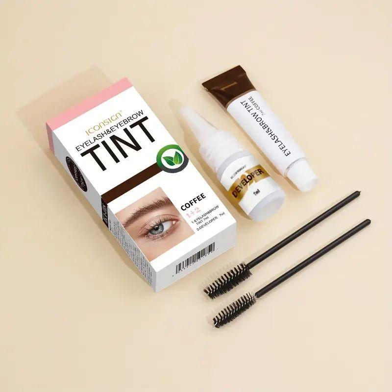 Brow and eyelash dye set, waterproof, sweat resistant, long-lasting, easy to operate and understand, fast coloring and high color development