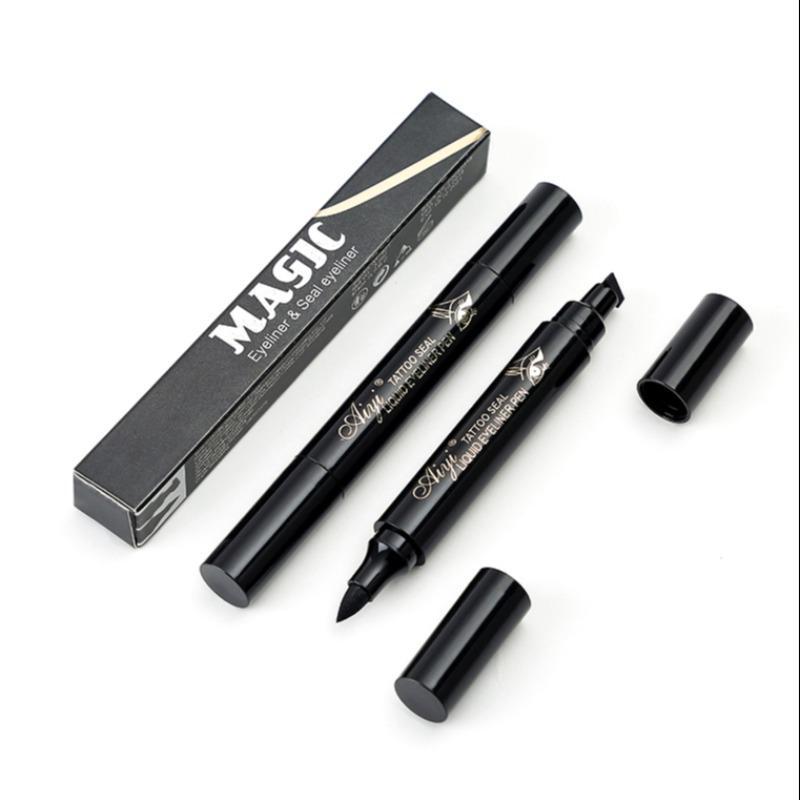 2 in 1 Double-ended Eyeliner, Waterproof Long Lasting Stamp Eyeliner Pencil, Quick Drying Eyeliner with Flexible Tip & Comfortable Grip, Makeup Accessories