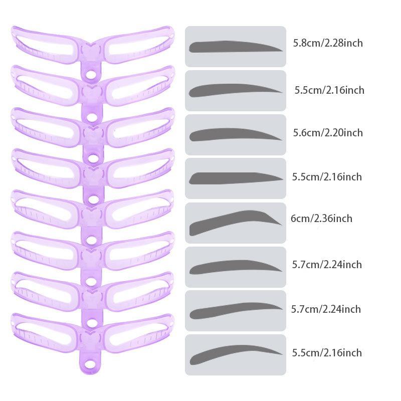 8pcs set 8 Style Handheld Eyebrow Stencil Set With Holder, Eyebrow Shaping Kit, Reusable Eyebrow Stencil, Brow Stencil for Shaping Fashionable Eyebrow