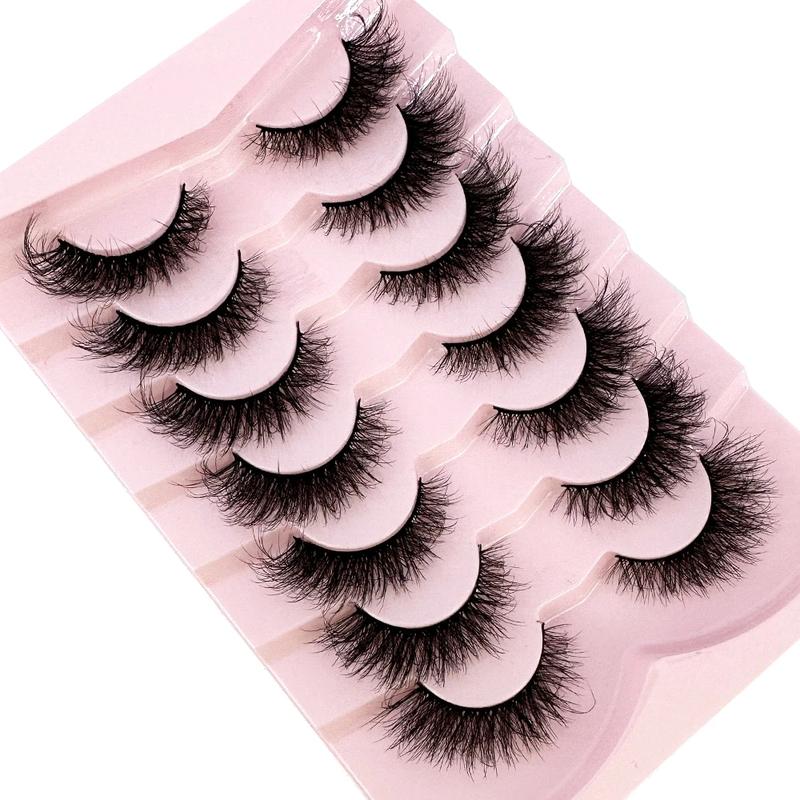 Mink Lashes Natural Look False Eyelashes Wispy Cat Eye Lashes Fluffy 3D Mink Lashes Natural Fake Lashes Strip Lashes Pack 7Pairs HBZGTLAD