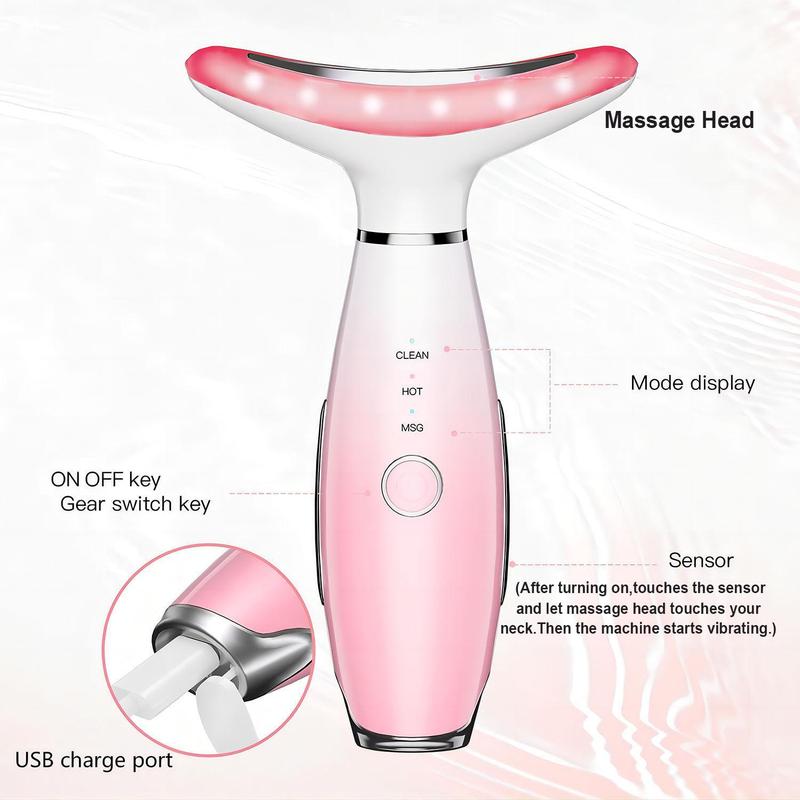 3 Color LED Facial Massager, Rechargeable Face Sculpting Tool with Thermals, Vibration for Skin Care and Double Chin, Christmas Gift