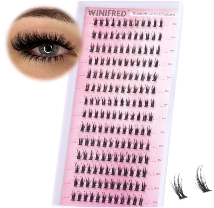 Winifred Bottom Lash Clusters Thick Volume Lower Lash Extension DIY Individual Lashes Bottom Clusters Lashes for Cluster Eyelash Extensions (168pcs)