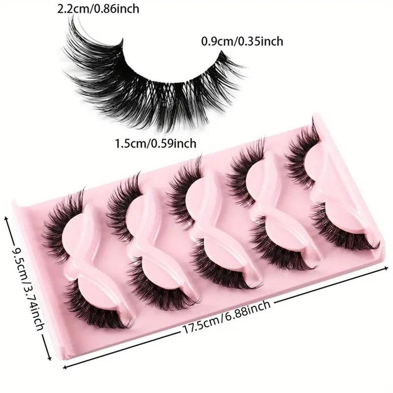 Natural False Eyelashes (5 Pairs), Wispy Cat Eye Faux Cluster Lashes, Natural Curling Eye Makeup Strip Lashes, Full Volume Eyelash for Lashes Extensions, Eyelashes Extensions, Makeup Products, Makeup Tools, Christmas, Christmas Gift