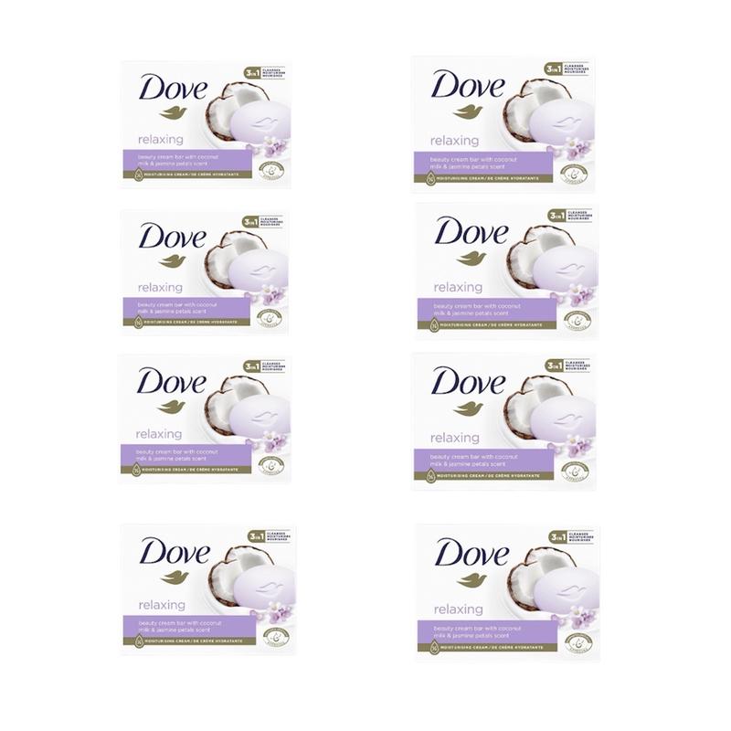 Dove Relaxing Beauty Cream Bar with Coconut Milk & Jasmine Petals Scent - 8 Bars, 90g Aroma Body Care