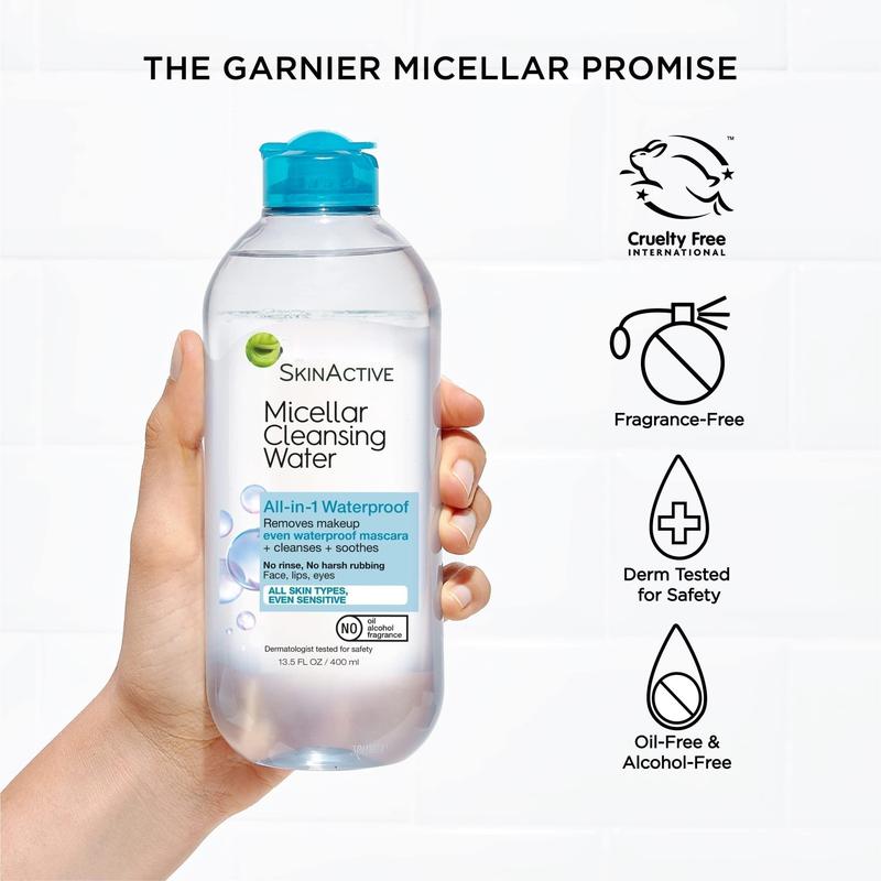 Micellar Water for Waterproof Makeup, Hydrating Cleanser and Makeup Remover, for Sensitive Skin, Vegan, Cruelty-Free, 13.5 fl oz (400 ml), 1