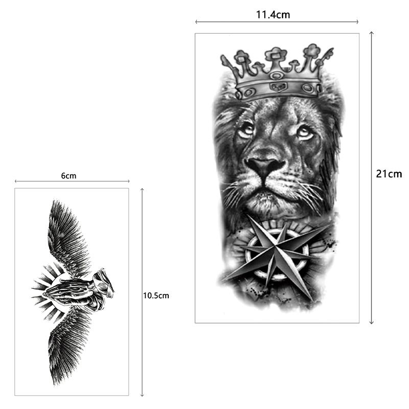 32 Sheets Large-Size Black Temporary Tattoos Stickers,Forearm Designs Featuring Tribal,Wolf,Tiger, Lion, Owl, Skeleton Skull,Temp Halloween Fake Tattoo Stickers, Rose, and Animals Waterproof