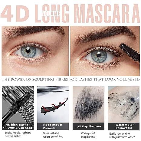 Aliver 4D Silk Fiber Lash Mascara, Waterproof Long Lasting Mascara Black Volume and Length Natural