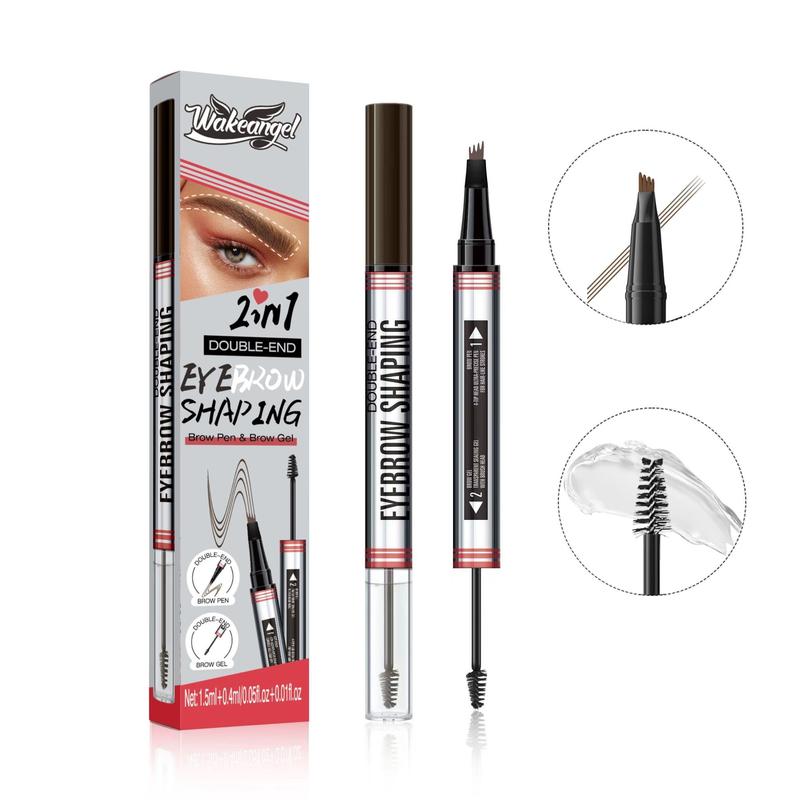 Curved Eyebrow Pen - Eyebrow Pencil Magical 2-in-1 Dual-Ended Eye Brow Pencils for Women with Fork-Tip & Precise Brush-Tip Create Natural Hair-Like Brows, Last All-Day