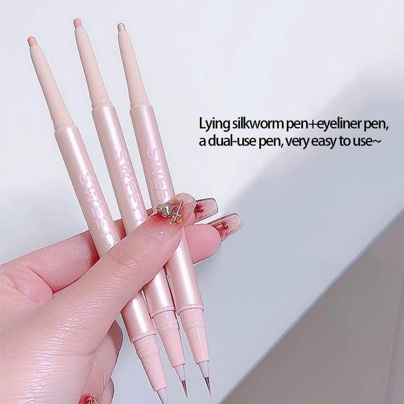 2 in 1 Double-ended Highlighter Pen, Long Lasting Sweat Proof Highlighting & Defining Eyeliner Pen, Eye Makeup Tool for Women