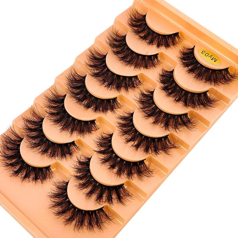 Mink Lashes Natural Look False Eyelashes Wispy Cat Eye Lashes Fluffy 3D Mink Lashes Natural Fake Lashes Strip Lashes Pack 7Pairs HBZGTLAD