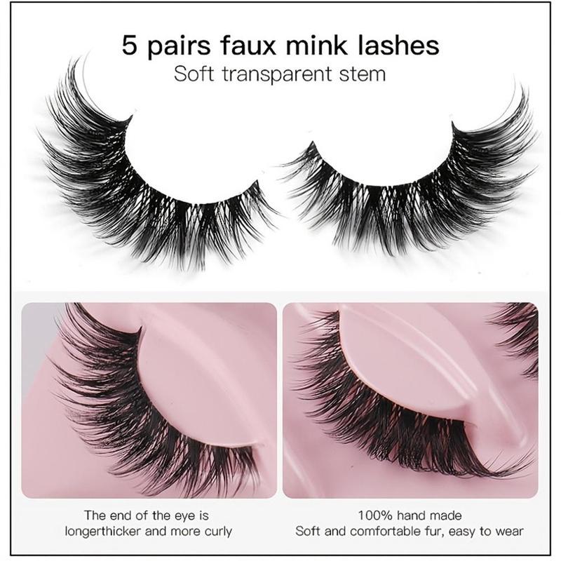 Natural False Eyelashes (5 Pairs), Wispy Cat Eye Faux Cluster Lashes, Natural Curling Eye Makeup Strip Lashes, Full Volume Eyelash for Lashes Extensions, Eyelashes Extensions, Makeup Products, Makeup Tools, Christmas, Christmas Gift