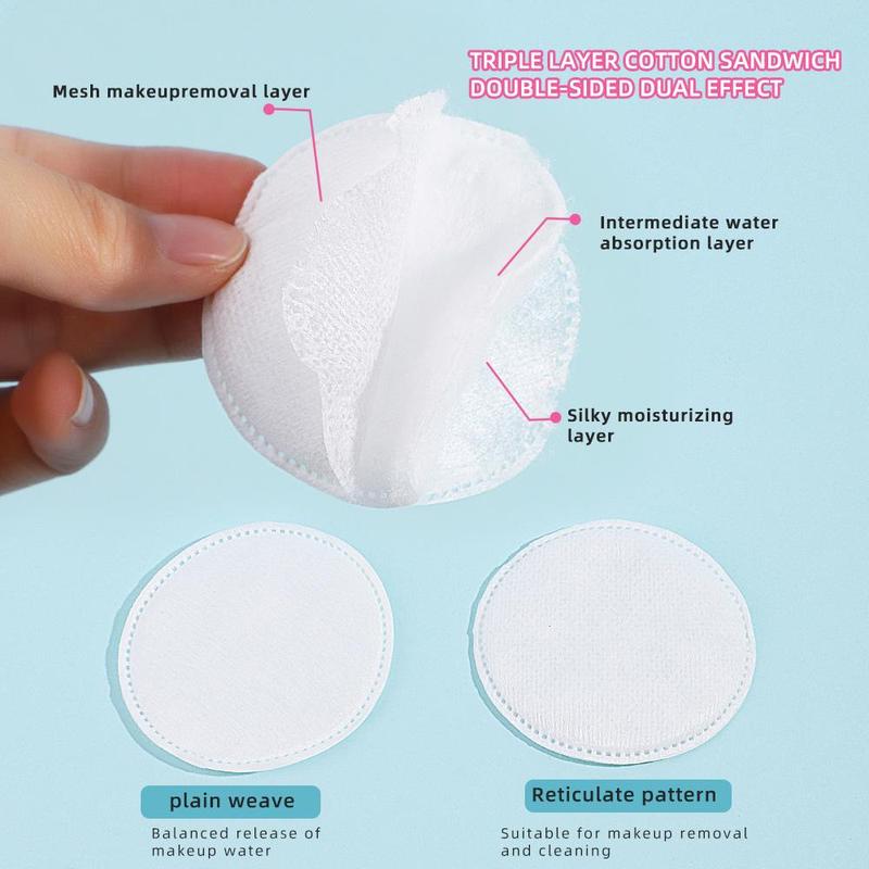 Double-sided Makeup Remover Pads, 100pcs Soft Breathable Makeup Remover Pads, Facial Cleansing Pads for Daily Use, Makeup Tools for Home and Travel