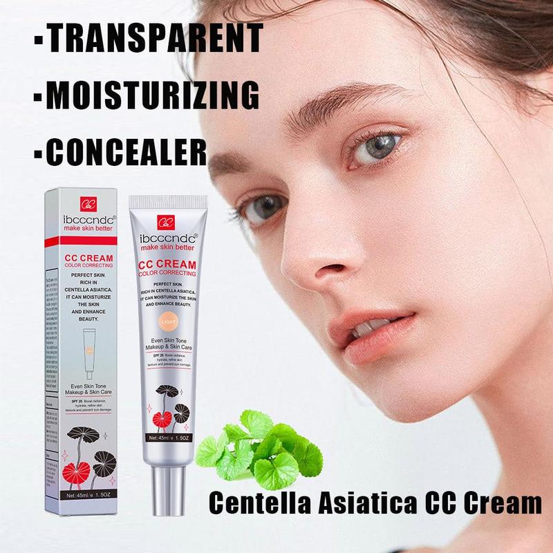 Color Correcting CC Cream With Centella Asiatica,Multi-Purpose Skin Tone Adjusting CC Cream Concealer Full Coverage,SPF 25 Sunscreen Moisturizing Pre-Makeup Primer Brightening for Mature Skin