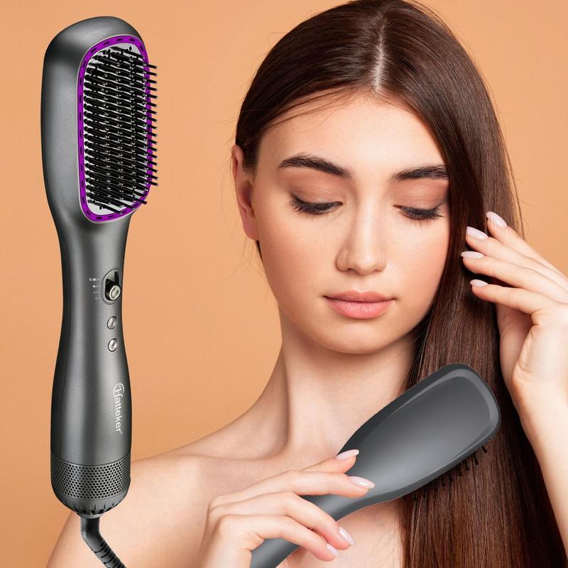 Negative Ion Hot Air Brush, 1 Box Hair Straightening Comb for Christmas Gift, Hair Styling Tool for Women, Professional Hair Styling Tool for Home & Salon Use, Straightening Bristle Brush, Hair Straightening Brush