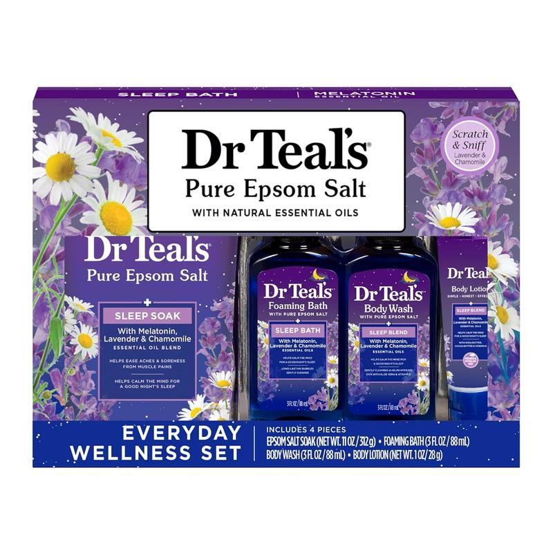 Dr Teal's Sleep Bath Gift Set, Melatonin & Essential Oil Blend, 4 Piece