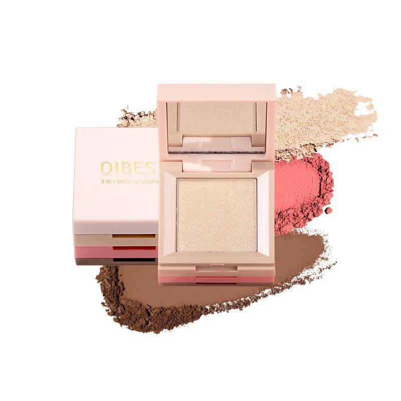 3 in 1 Highlighter Blush Palette, 1 Set Long Lasting Shimmer Eyeshadow, Blendable Eyeshadow Powder for All Occasions & Styles Makeup