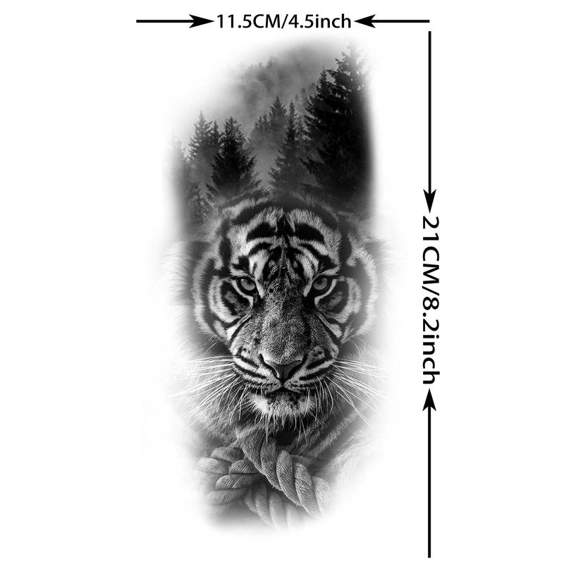 Realistic Forest Tiger Pattern Temporary Tattoo Sticker, Long Lasting Fake Tattoo Sticker, Body Art Decoration for Women & Men