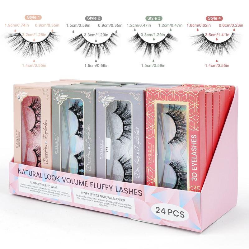 Natural Lash Clusters Kits, 24 Pairs set 4 Styles Curling Cluster False Lashes for Daily & Party Makeup, Falsies Eyelashes Extensions, Lashes Extension Kit