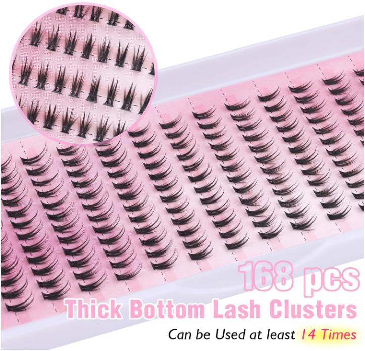 Winifred Bottom Lash Clusters Thick Volume Lower Lash Extension DIY Individual Lashes Bottom Clusters Lashes for Cluster Eyelash Extensions (168pcs)