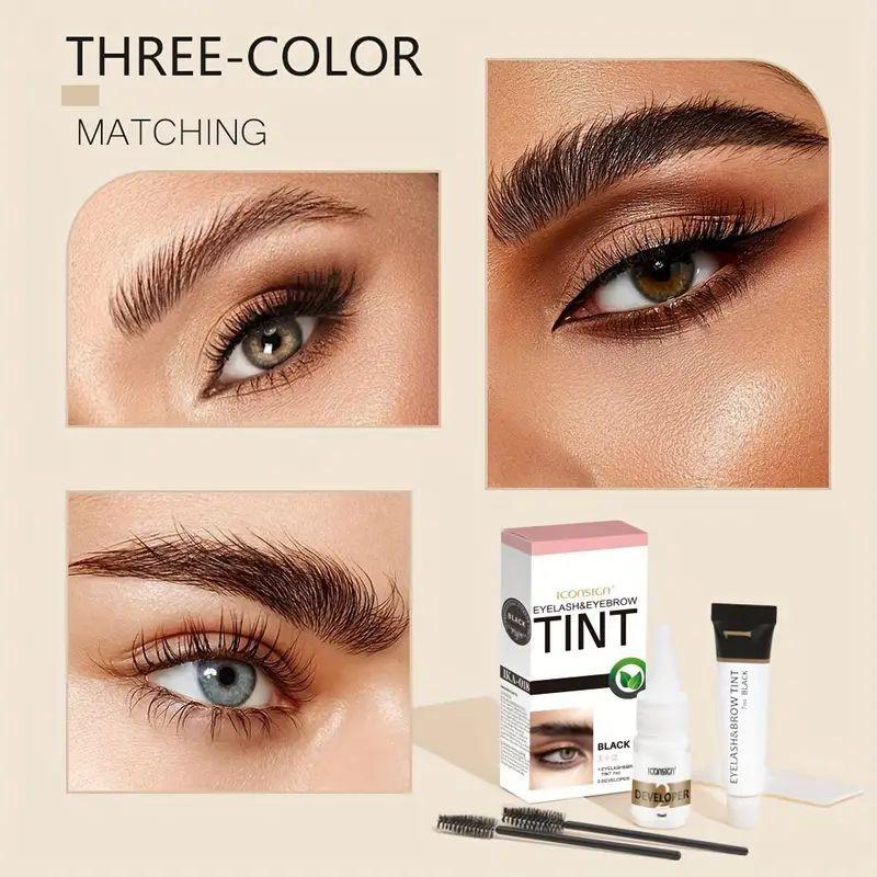 Brow and eyelash dye set, waterproof, sweat resistant, long-lasting, easy to operate and understand, fast coloring and high color development