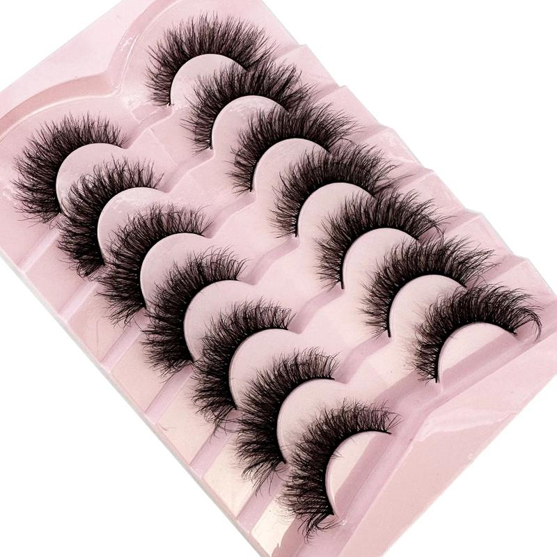 Mink Lashes Natural Look False Eyelashes Wispy Cat Eye Lashes Fluffy 3D Mink Lashes Natural Fake Lashes Strip Lashes Pack 7Pairs HBZGTLAD