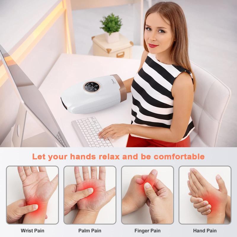 cotsoco Cordless hand massager for arthritis and carpal tunnel relief, Level 6 hand treatment with heat and compression, finger and wrist massager for pain relief, gift Comfort